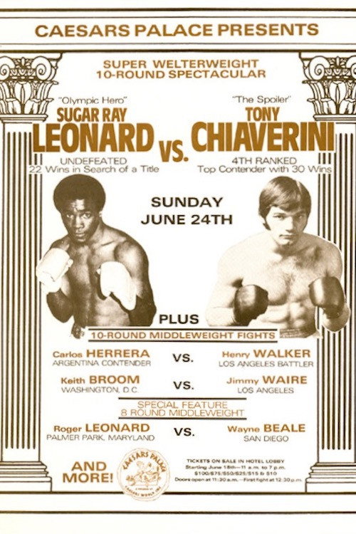 Sugar Ray Leonard vs. Tony Chiaverini poster